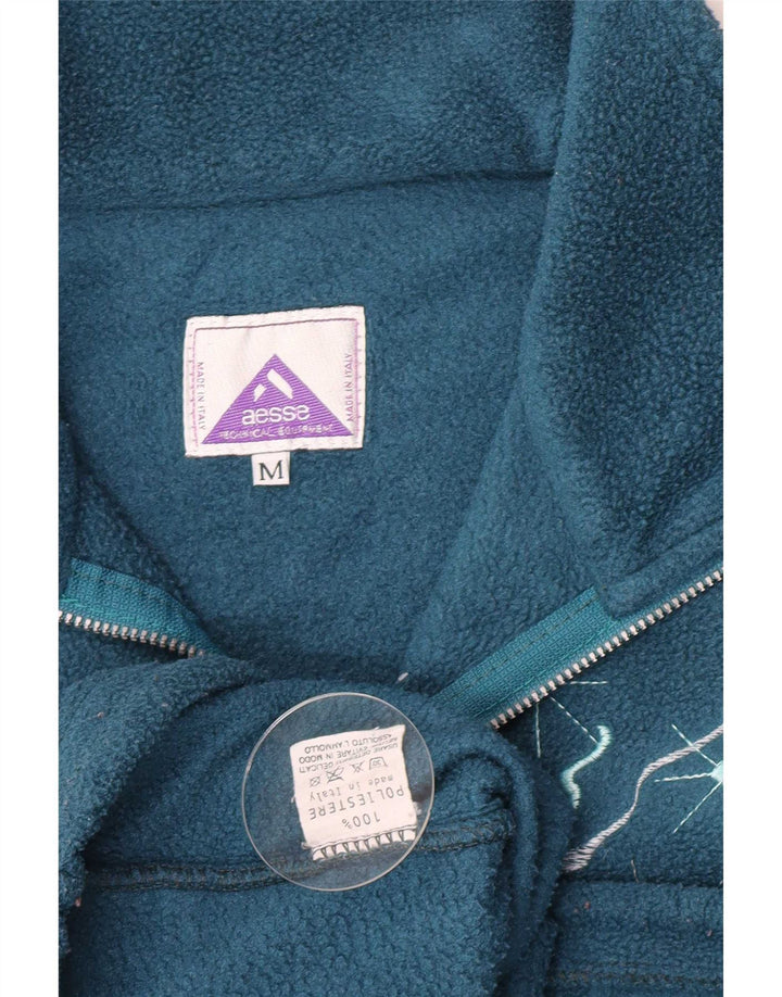 Aesse Womens Oversized Zip Neck Fleece Jumper UK 14 Medium Turquoise