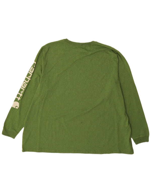 Carhartt Womens Loose Fit Graphic Top Long Sleeve UK 24/26 3XL Green Cotton
