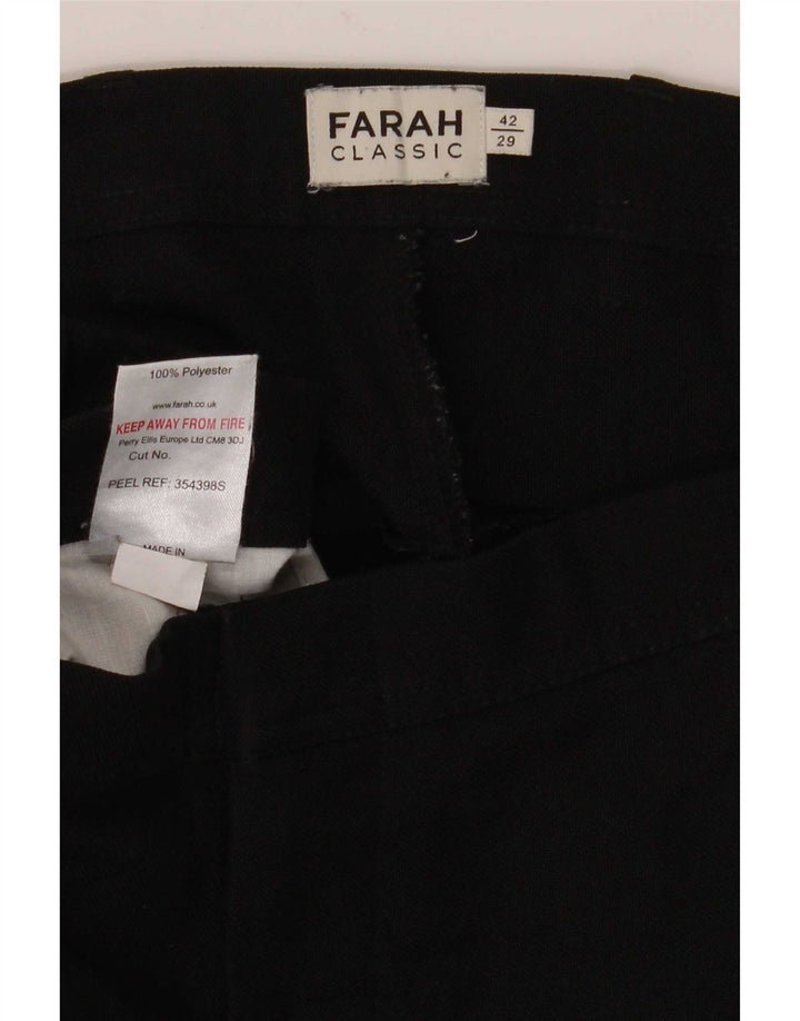 Farah Mens Classic Fit Casual Trousers W42 L29 Black Polyester