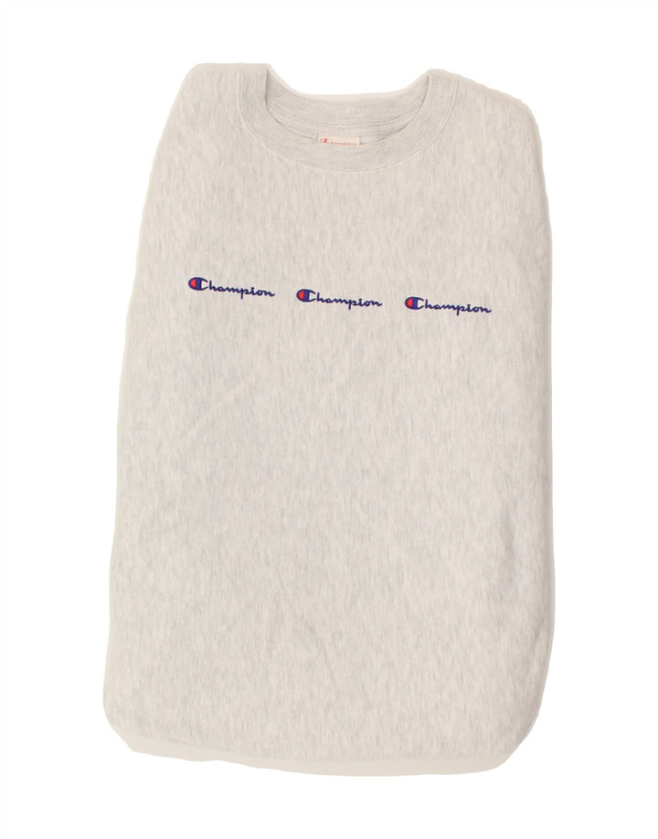CHAMPION Mens Graphic Sweatshirt Jumper Small Grey Cotton Vintage Champion and Second-Hand Champion from Messina Hembry 