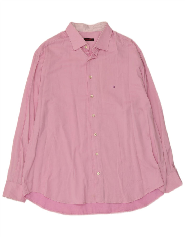 PIERRE CARDIN Mens Shirt Size 47 2XL Pink Cotton