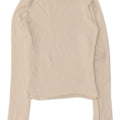 Zara Womens Crop Top Long Sleeve UK 12 Medium Off White