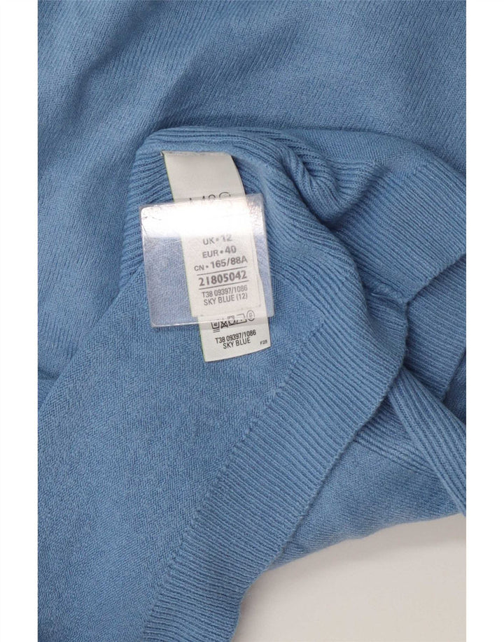 Marks & Spencer Womens Boat Neck Jumper Sweater UK 12 Medium Blue Acrylic
