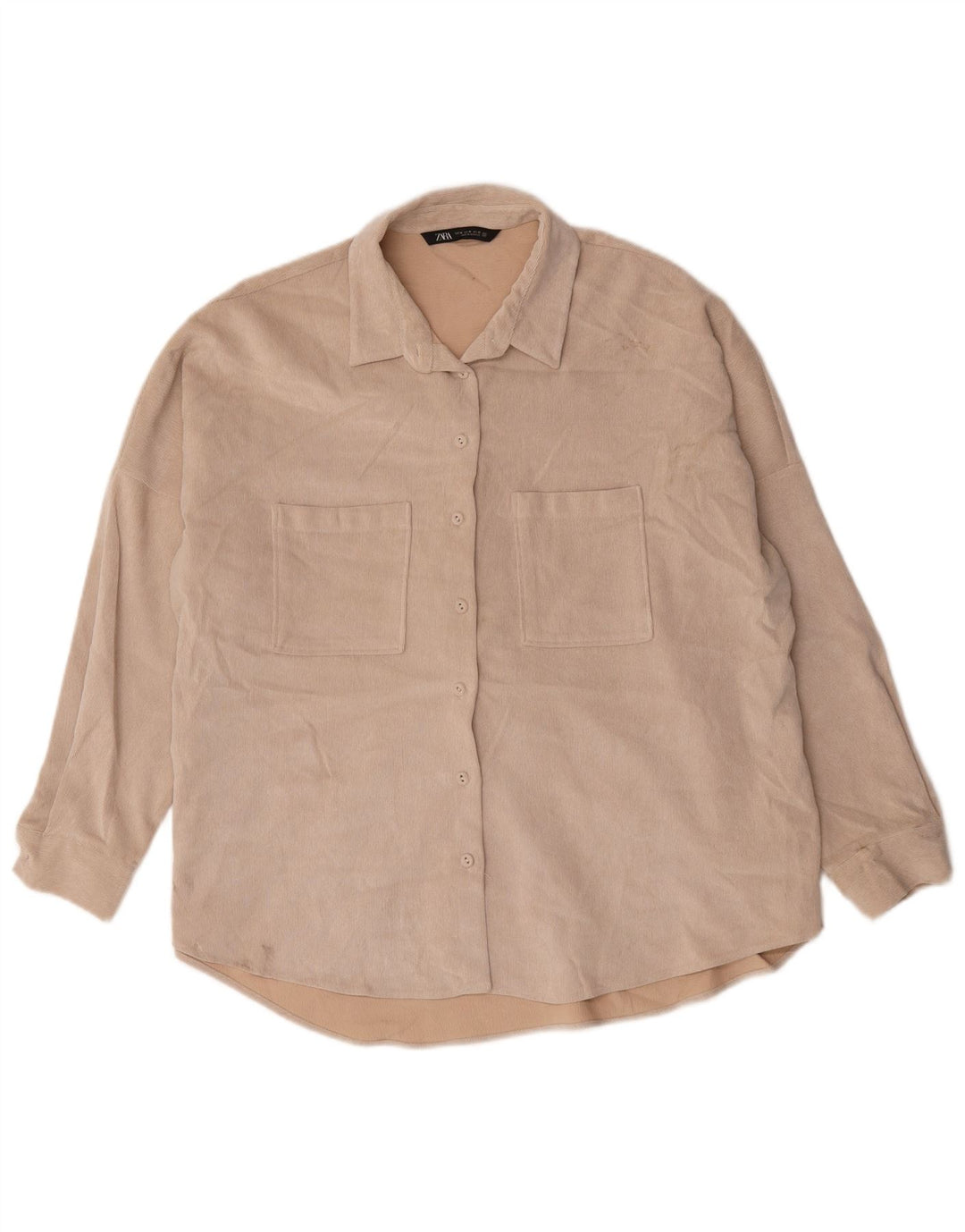 Zara Womens Oversized Shirt UK 18 XL Beige Polyester