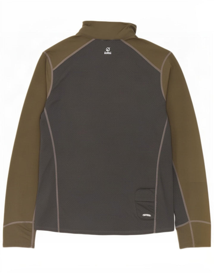 The North Face Mens Zip Neck Pullover Tracksuit Top Large Khaki Colourblock
