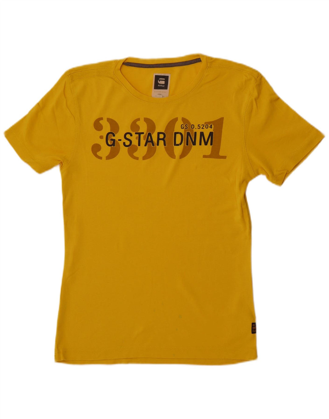 G-Star Mens Graphic T-Shirt Top Large Yellow Cotton