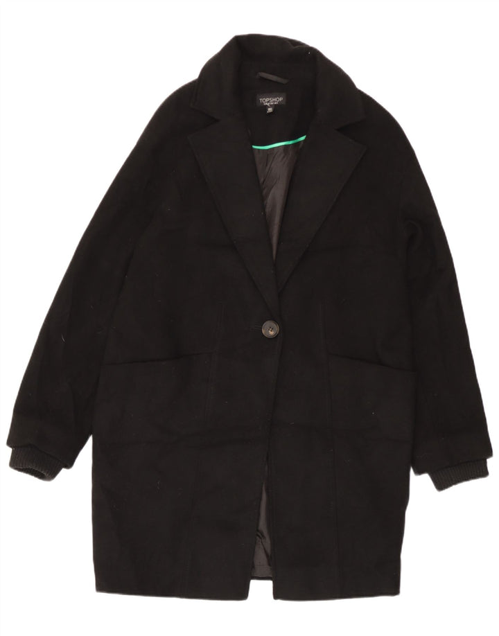 Topshop Womens Oversized Overcoat UK 6 XS Black Polyester