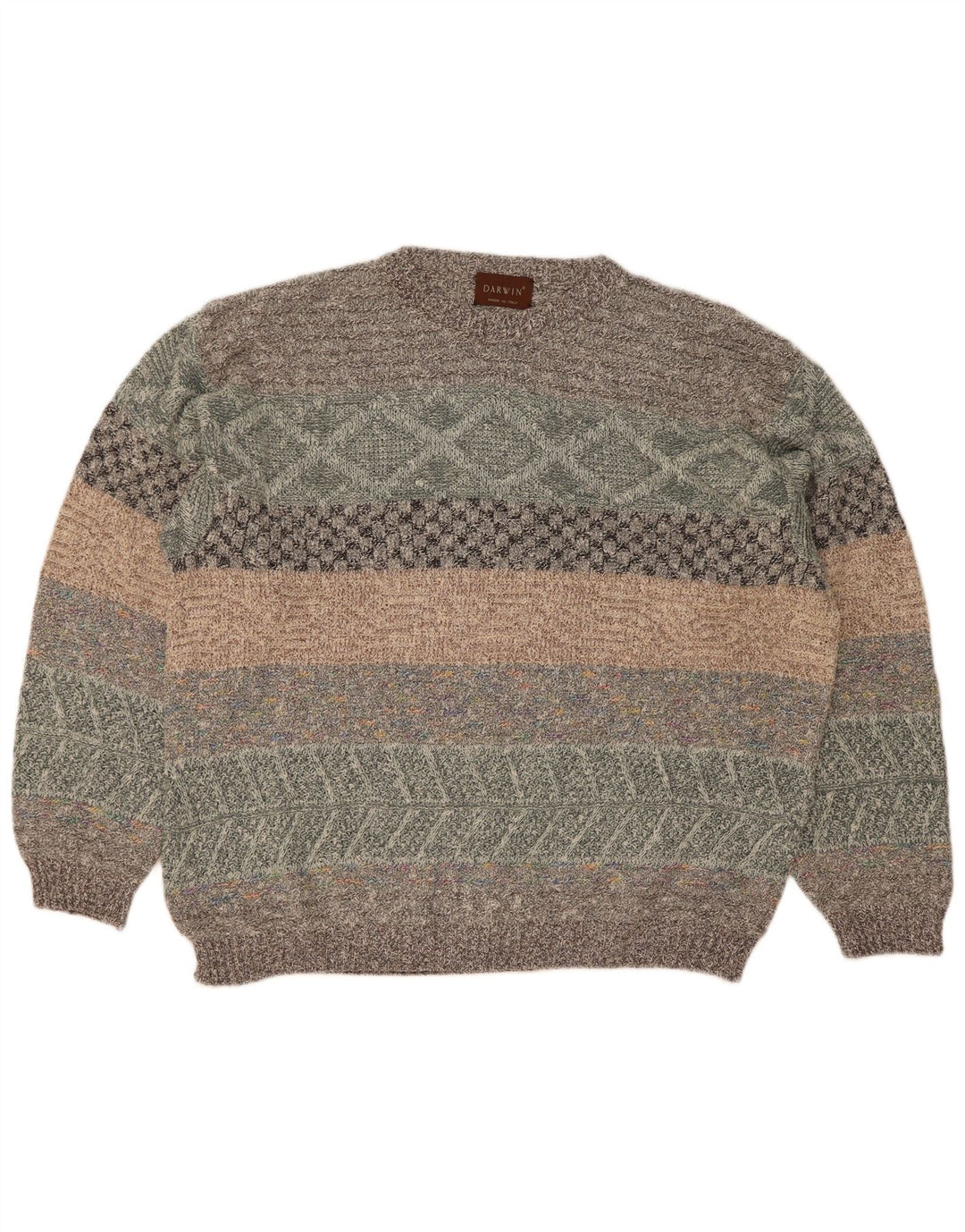 Darwin Mens Crew Neck Jumper Sweater Size 52 Large Multicoloured Striped