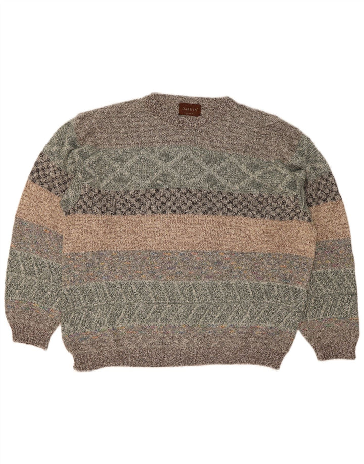 Darwin Mens Crew Neck Jumper Sweater Size 52 Large Multicoloured Striped