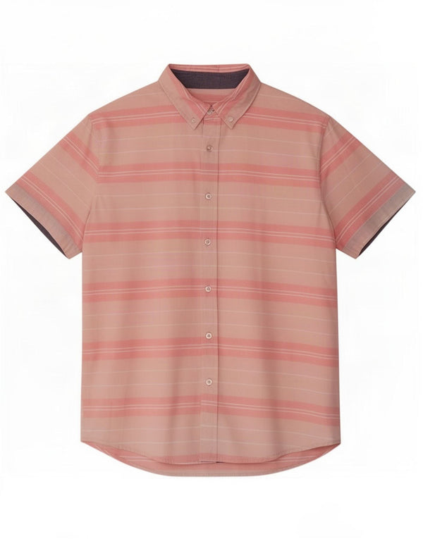 Lee Mens Short Sleeve Regular Fit Shirt Medium Pink Striped Cotton