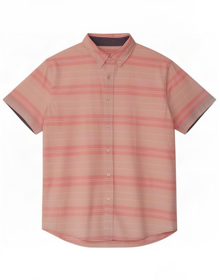 Lee Mens Short Sleeve Regular Fit Shirt Medium Pink Striped Cotton