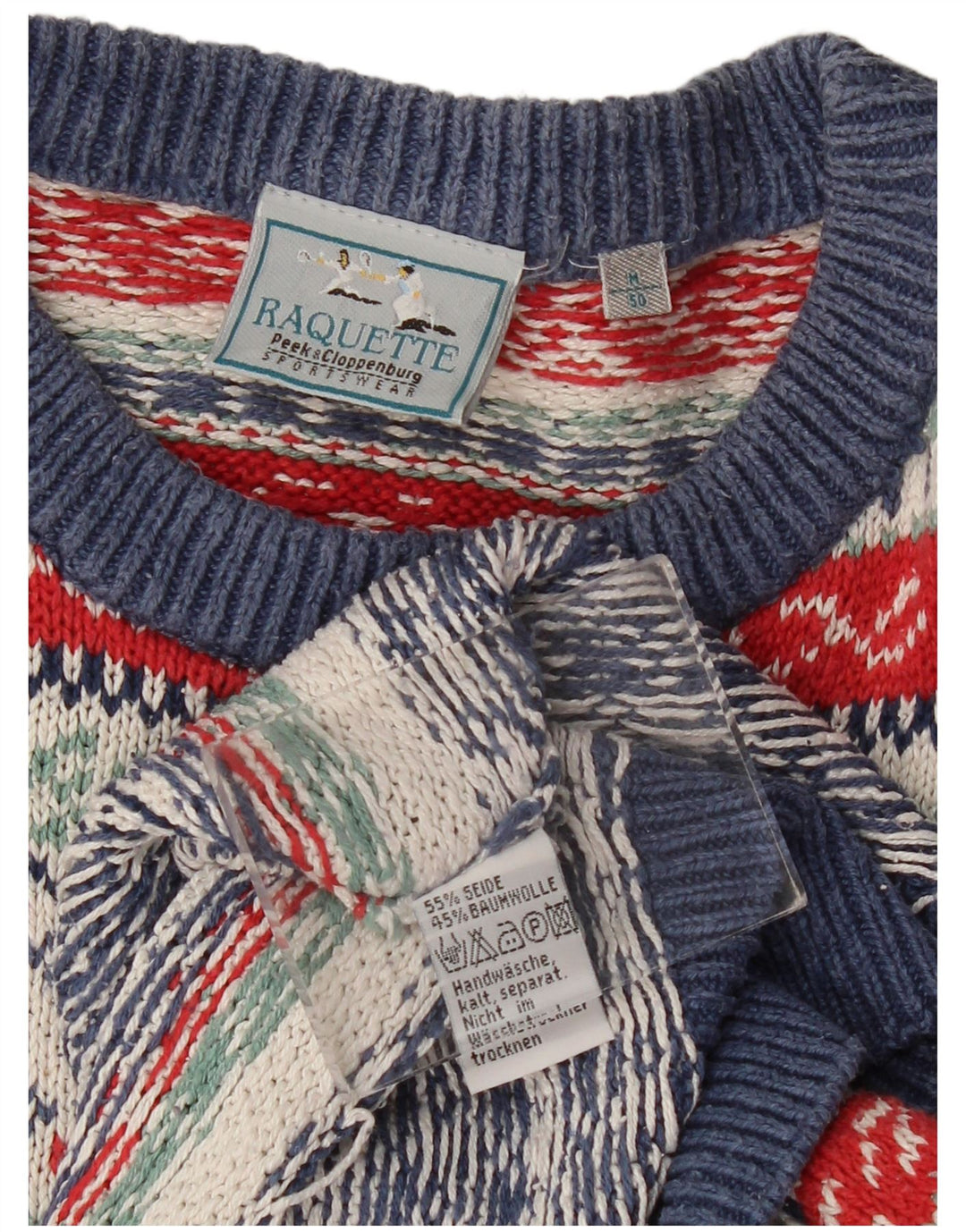 Vintage Mens Crew Neck Jumper Sweater IT 50 Medium Multicoloured Fair Isle