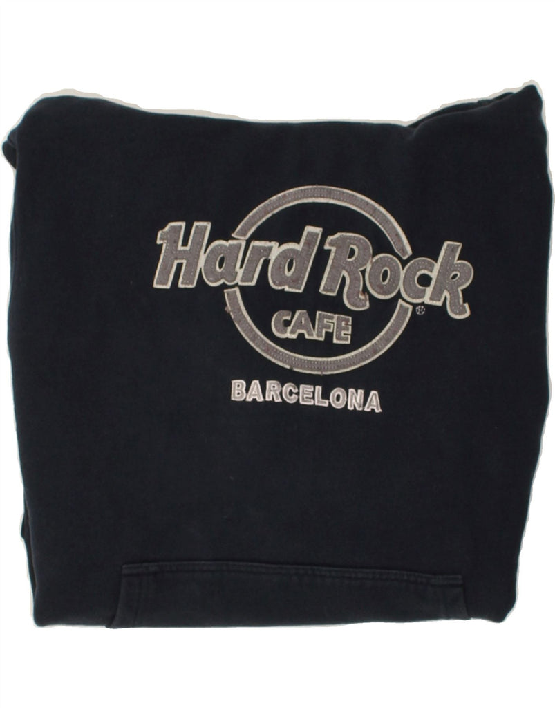 HARD ROCK CAFE Mens Barcelona Hoodie Jumper Large Navy Blue Cotton | Vintage Hard Rock Cafe | Thrift | Second-Hand Hard Rock Cafe | Used Clothing | Messina Hembry 
