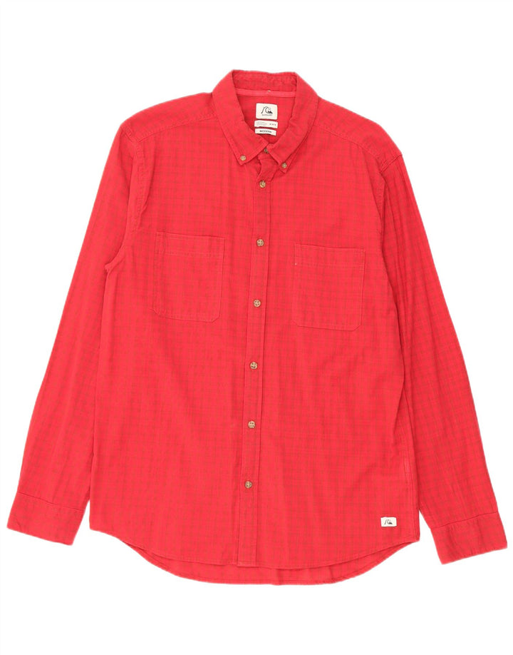 Quiksilver Mens Modern Fit Shirt Medium Red Check Cotton