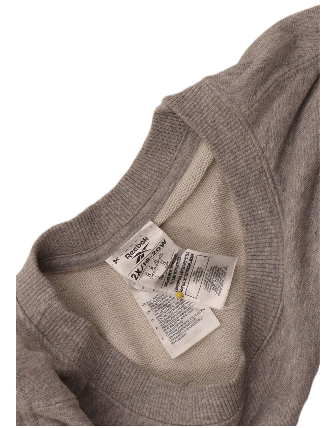 Reebok Womens Graphic Sweatshirt Jumper UK 22/24 2XL Grey Flecked Polyester
