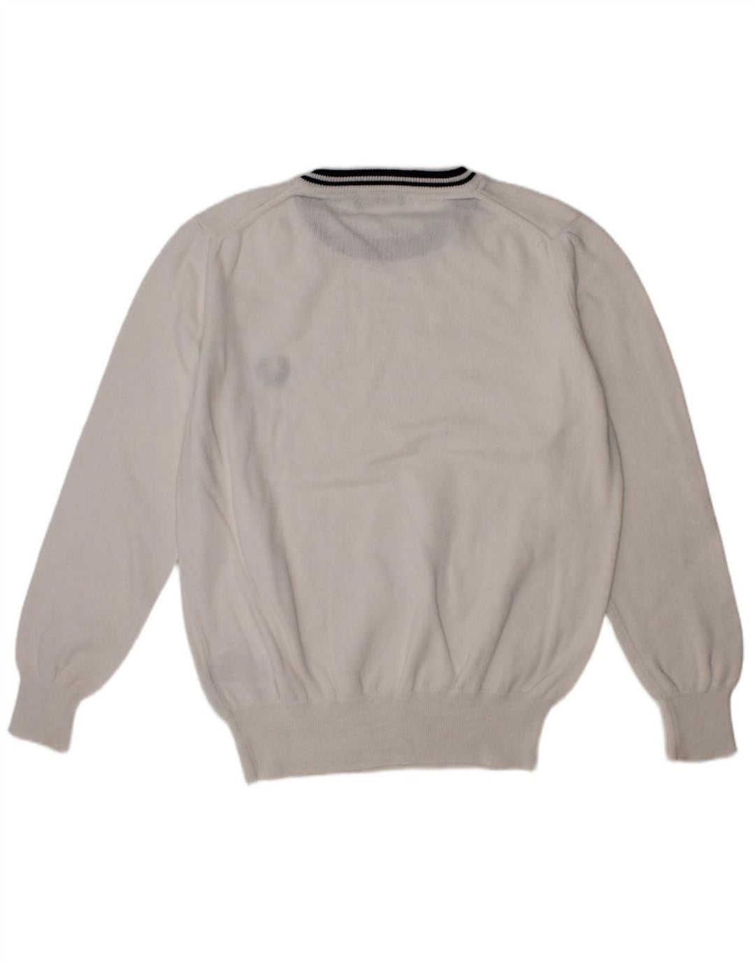 FRED PERRY Boys Crew Neck Jumper Sweater 7-8 Years White Cotton