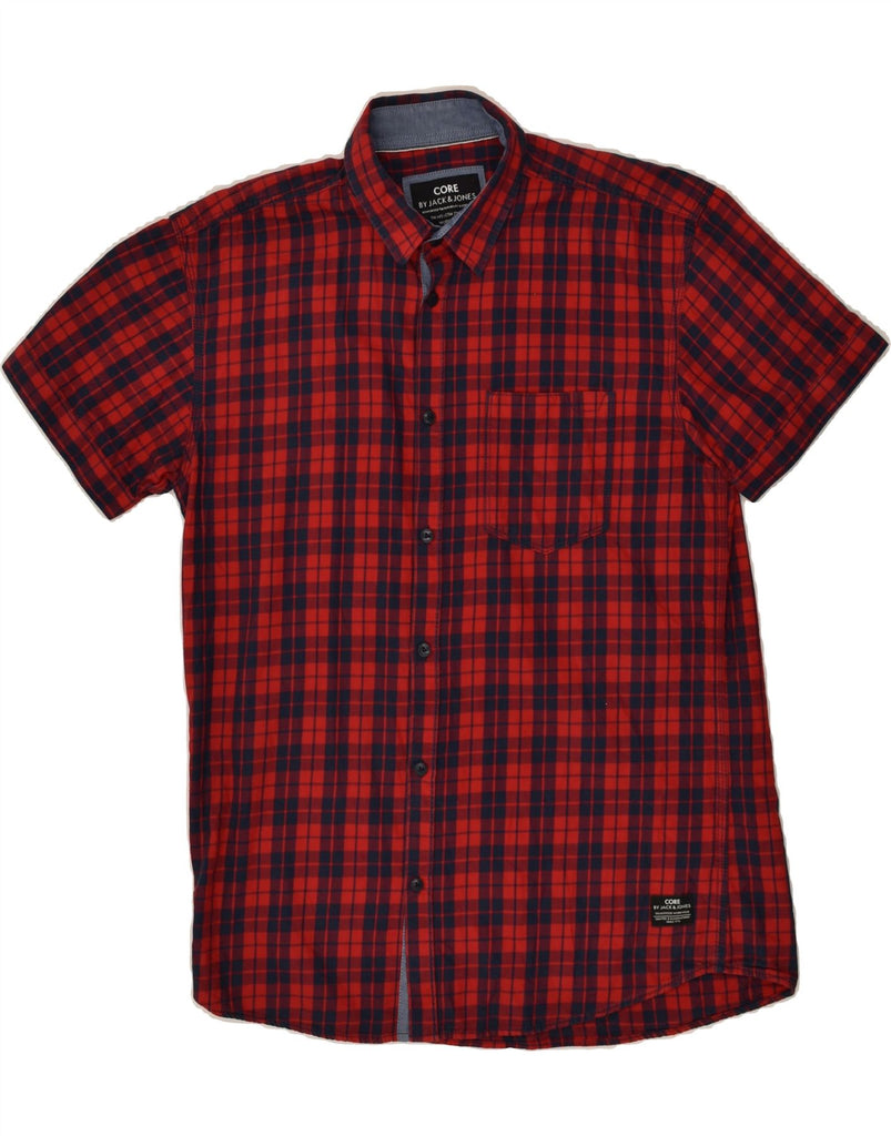 JACK & JONES Mens Short Sleeve Shirt Large Red Check Cotton | Vintage Jack & Jones | Thrift | Second-Hand Jack & Jones | Used Clothing | Messina Hembry 