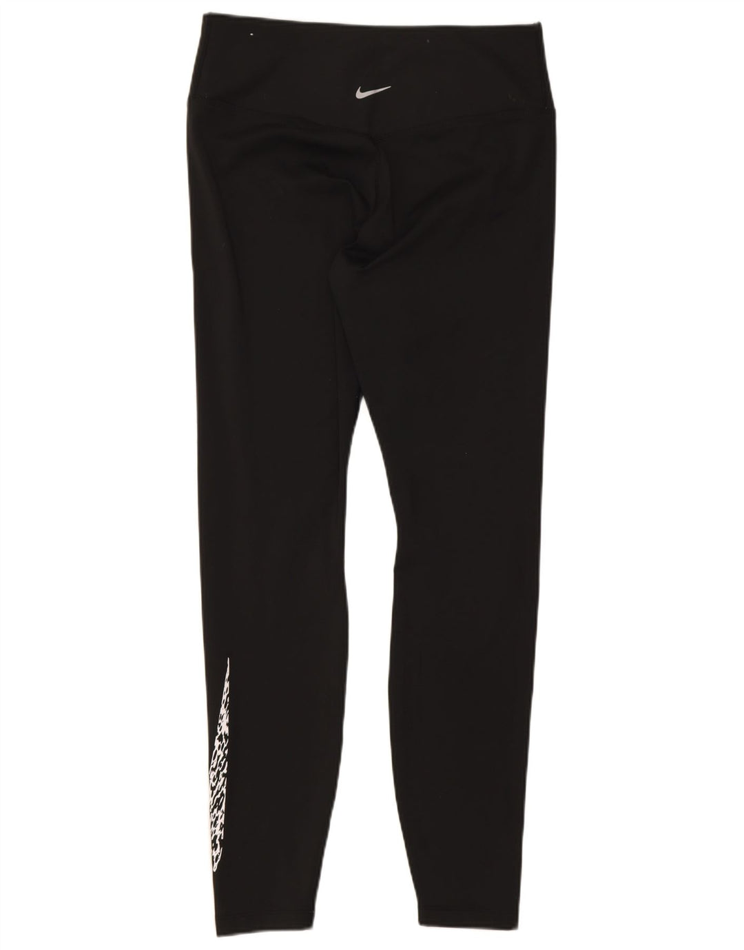 Nike Womens Dri Fit Graphic Leggings UK 12 Medium Black Polyester