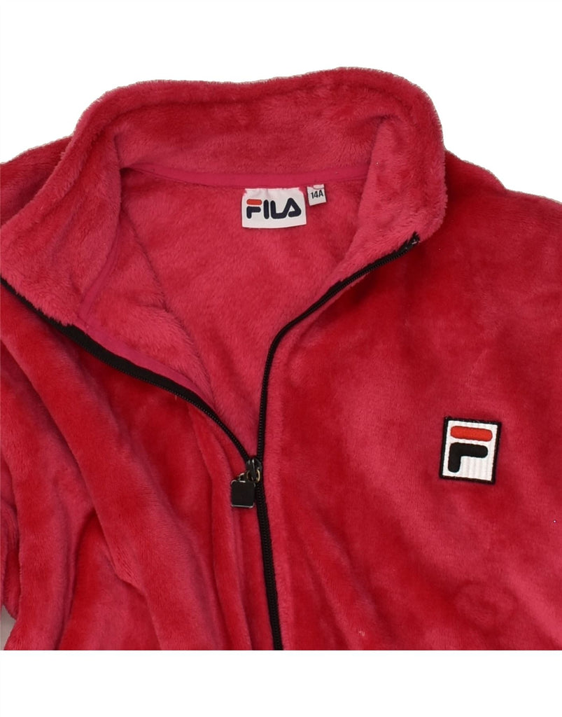 FILA Girls Oversized Fleece Jacket 13-14 Years Red Polyester | Vintage Fila | Thrift | Second-Hand Fila | Used Clothing | Messina Hembry 