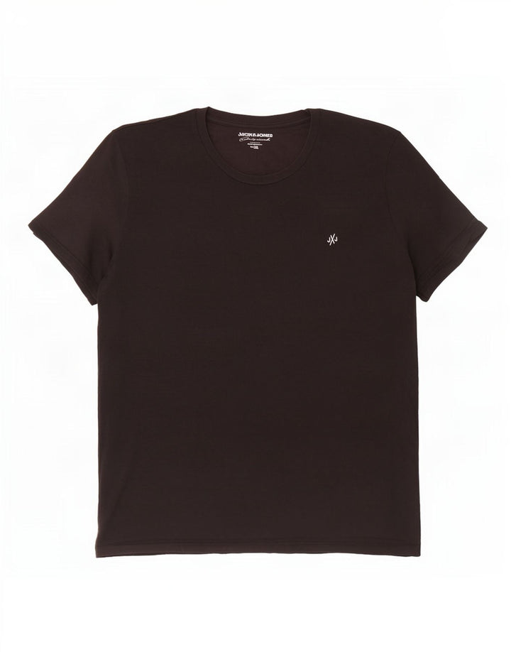Jack & Jones Mens T-Shirt Top XL Black Cotton