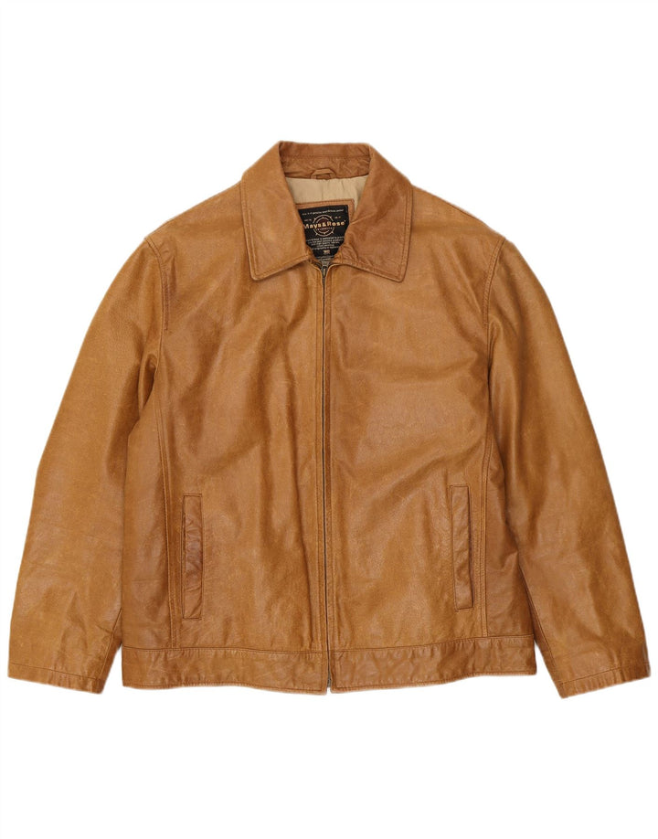 Mays & Rose Mens Leather Jacket UK 42 XL Beige