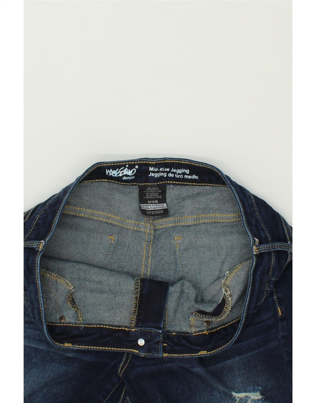 MOSSIMO Womens Distressed Mid Rise Jegging Jeans US 12 Large W31 L27 Blue Vintage Mossimo and Second-Hand Mossimo from Messina Hembry 