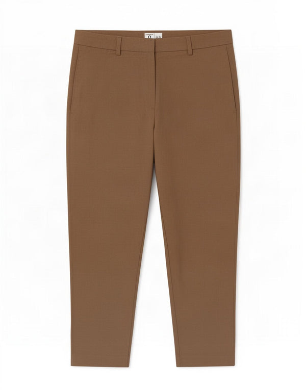 Marks & Spencer Womens Slim Cropped Trousers UK 12 Medium W30 L24 Beige