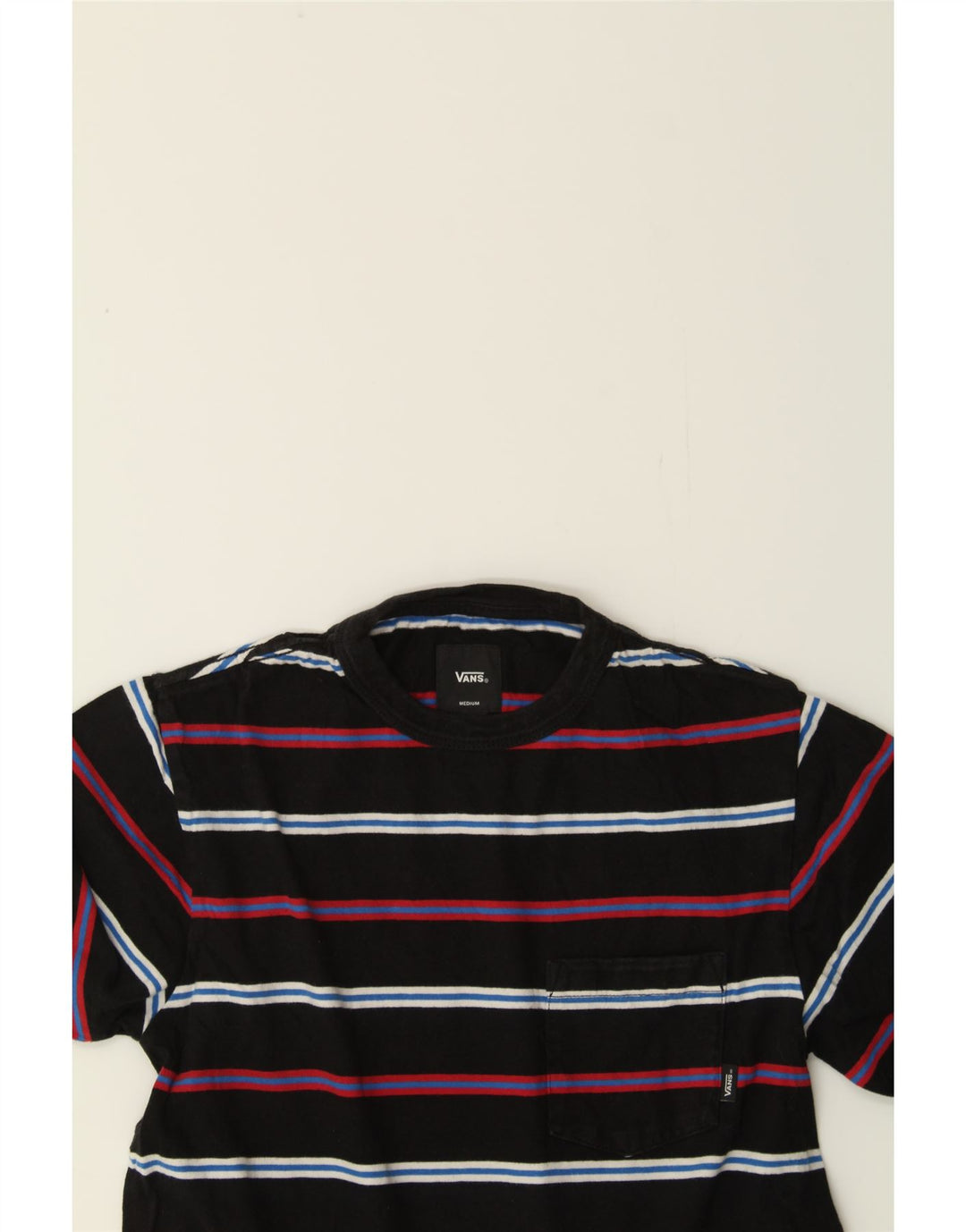 VANS Womens T-Shirt Top UK 12 Medium Black Striped Cotton Vintage Vans and Second-Hand Vans from Messina Hembry 