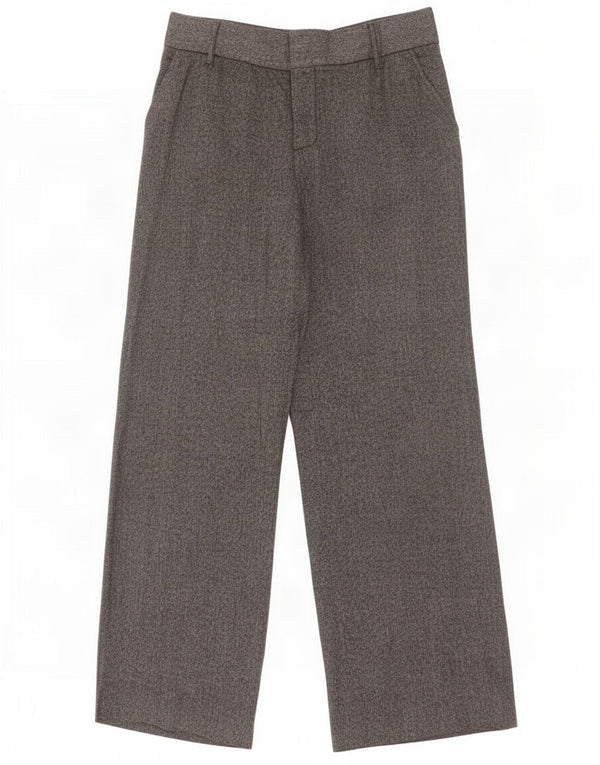 Zara Womens Wide Leg Casual Trousers W32 L31 Grey Herringbone