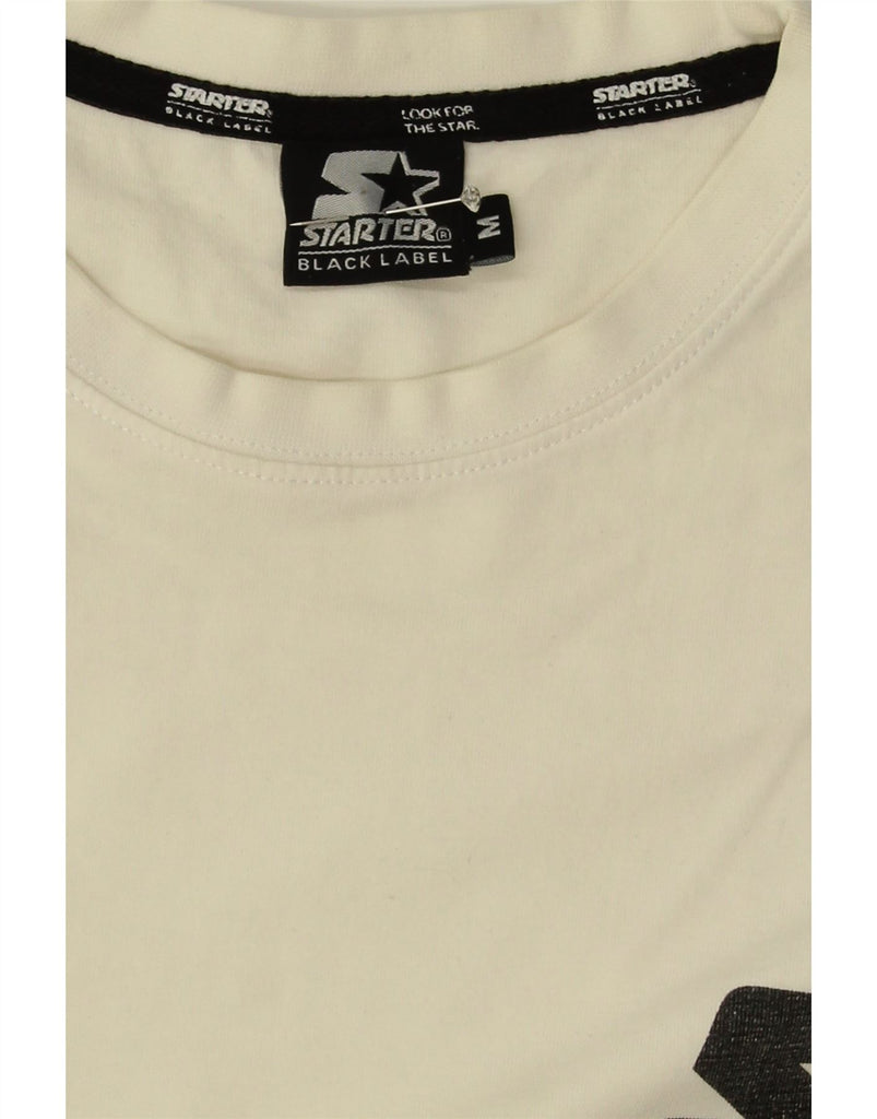 STARTER Mens Graphic T-Shirt Top Medium White Cotton Vintage Starter and Second-Hand Starter from Messina Hembry 