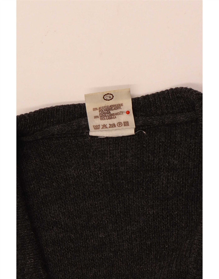 Angelo Litrico Mens Cardigan Sweater EU 48/50 Medium Grey Geometric Acrylic