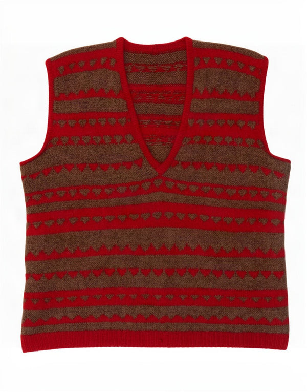 Vintage Womens Vest Tank Top UK 16 Large Red Striped
