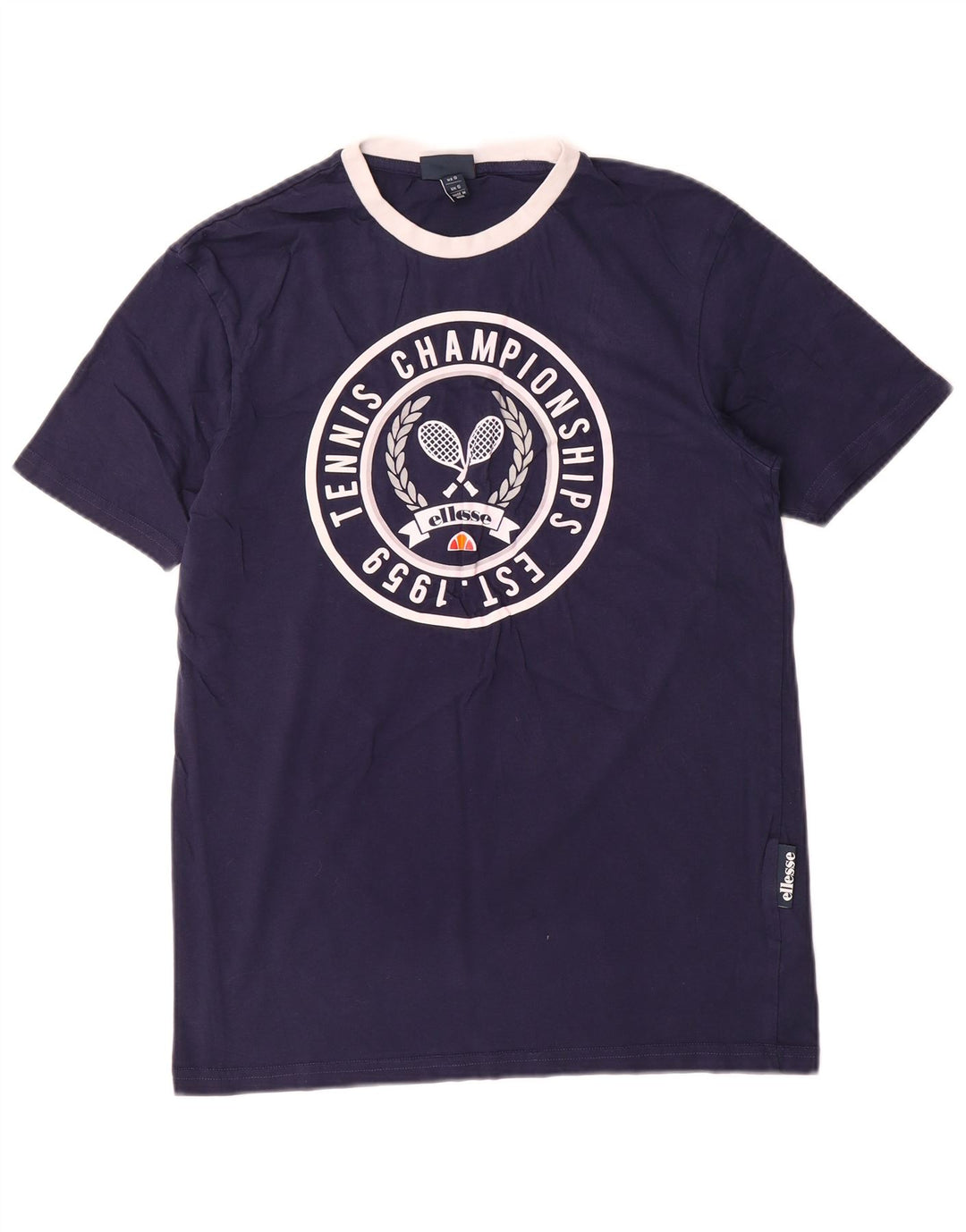 Ellesse Mens Regular Graphic T-Shirt Top Small Navy Blue Cotton