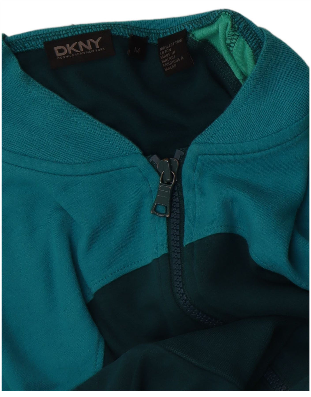 Dkny Mens Tracksuit Top Jacket Medium Green Colourblock Cotton