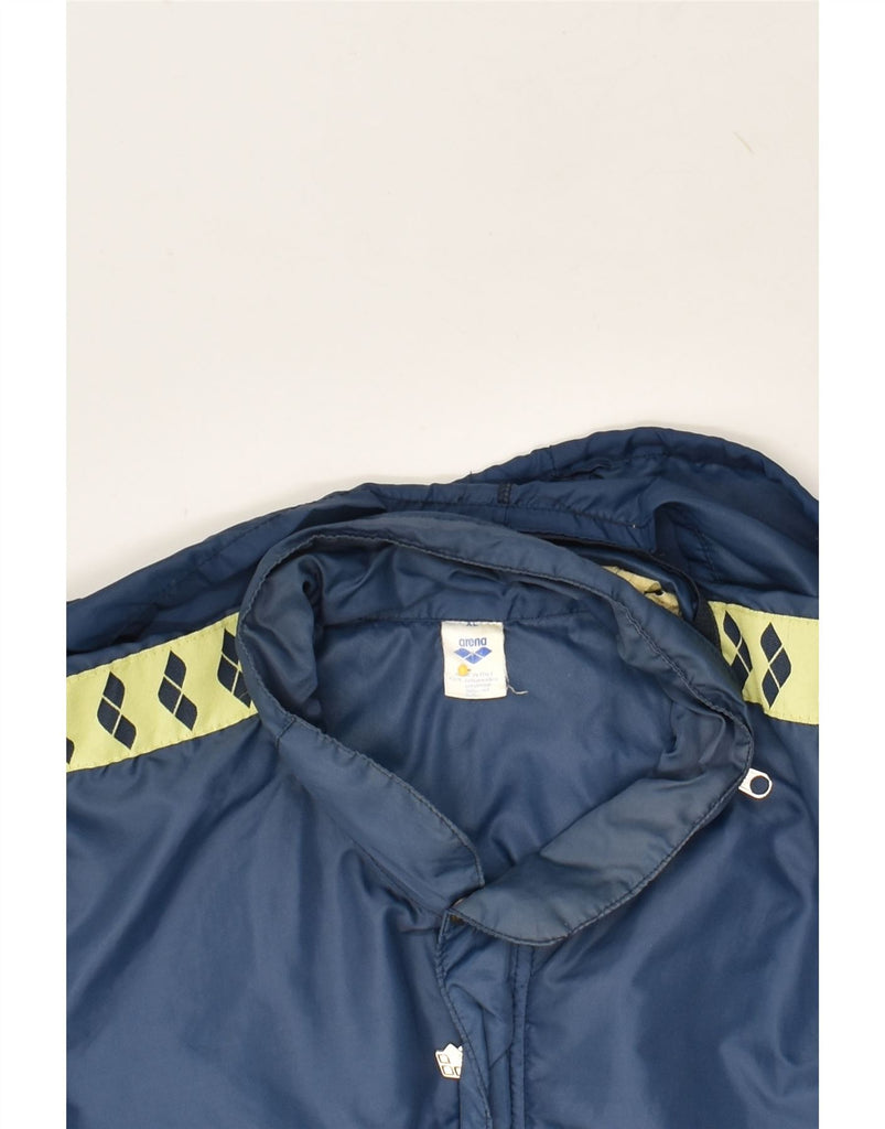 ARENA Mens Hooded Rain Jacket UK 42 XL Navy Blue Polyamide | Vintage Arena | Thrift | Second-Hand Arena | Used Clothing | Messina Hembry 