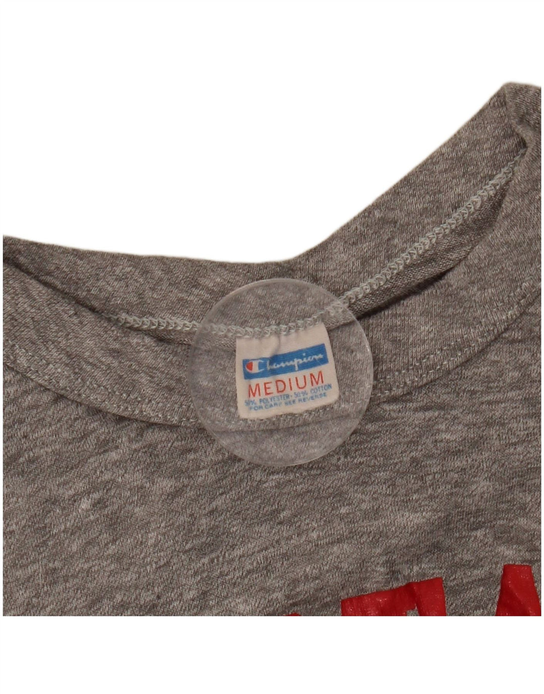 CHAMPION Womens Graphic T-Shirt Top UK 12 Medium Grey Polyester