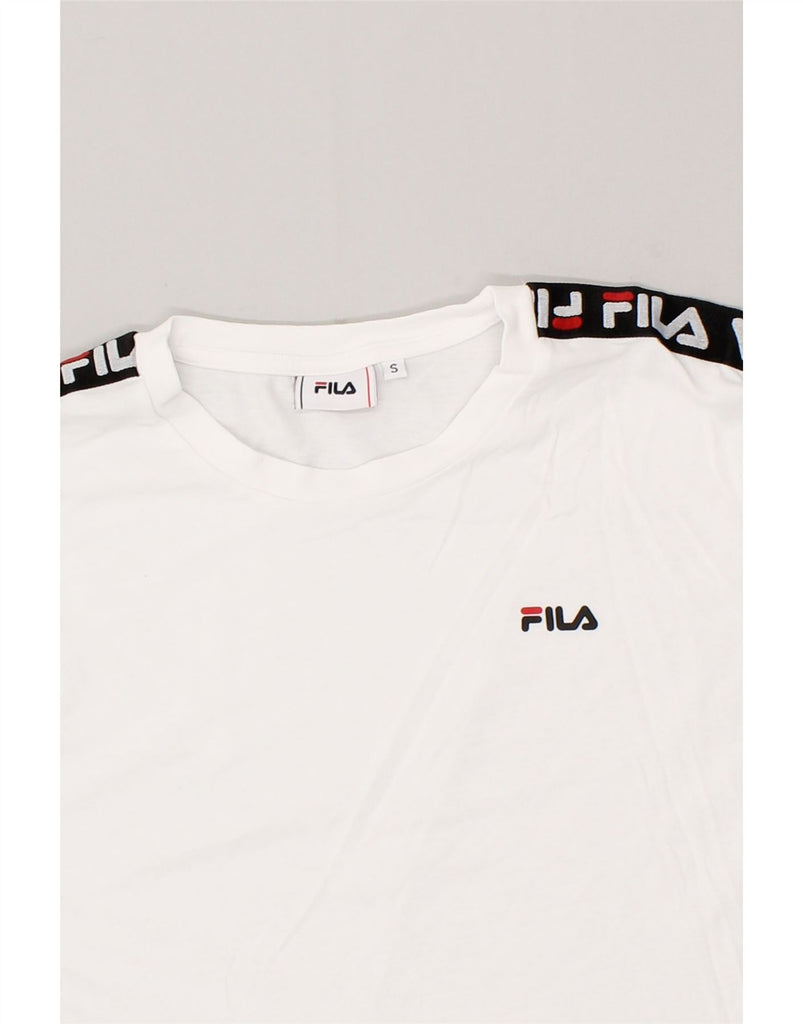 FILA Mens Graphic Top Long Sleeve Small White Cotton | Vintage Fila | Thrift | Second-Hand Fila | Used Clothing | Messina Hembry 