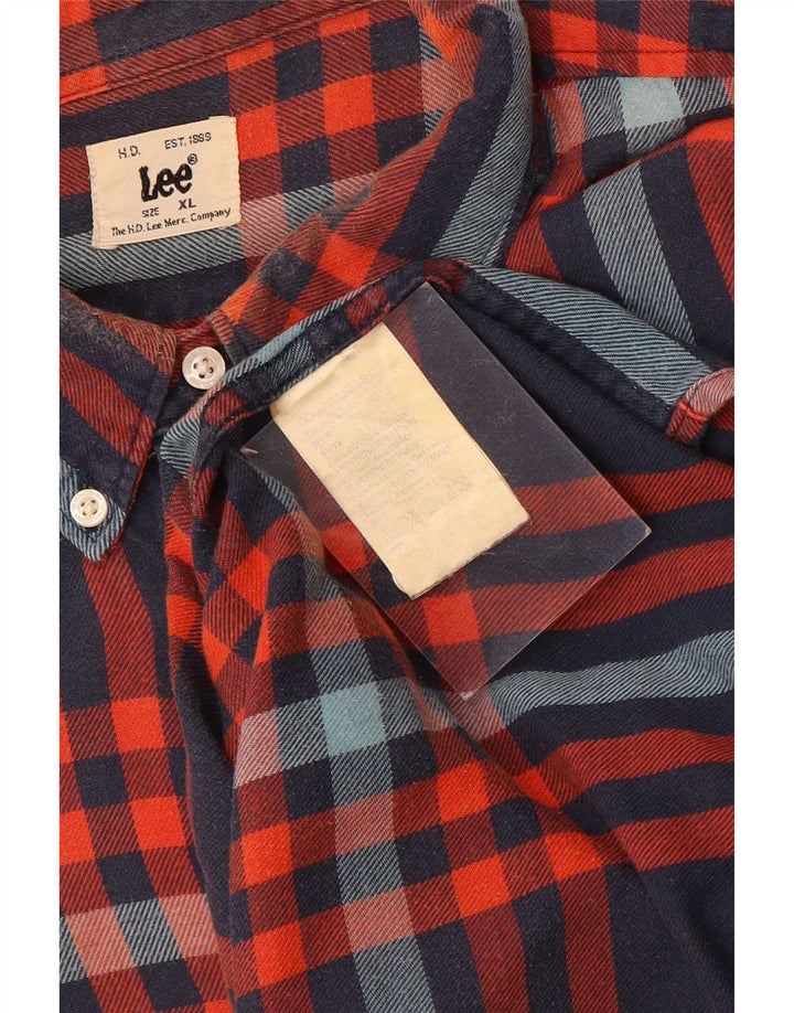 Lee Mens Flannel Shirt XL Blue Check Cotton