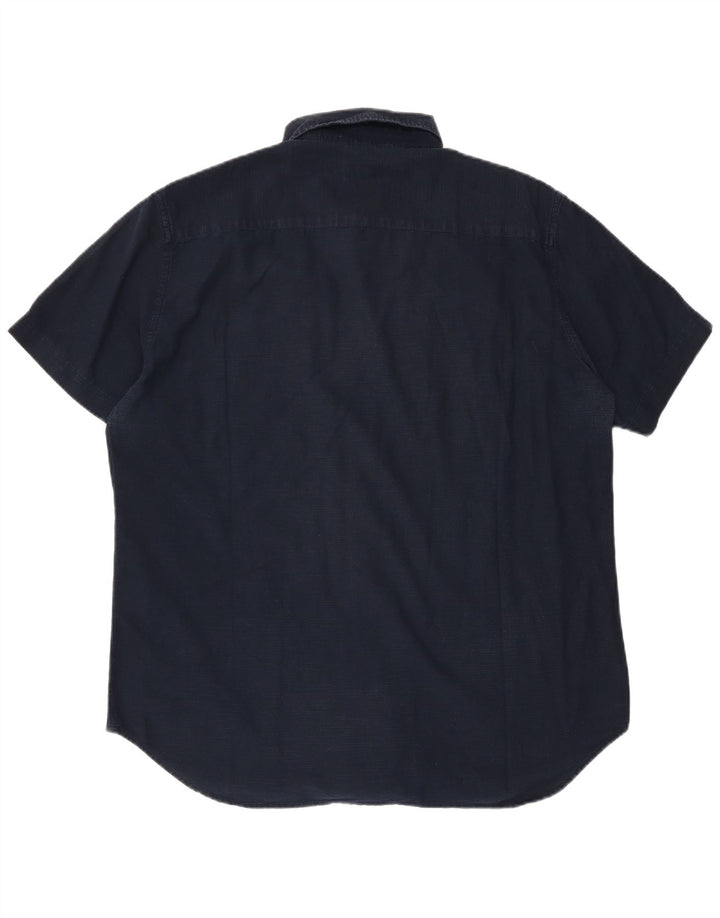 Carrera Mens Short Sleeve Shirt XL Navy Blue Cotton