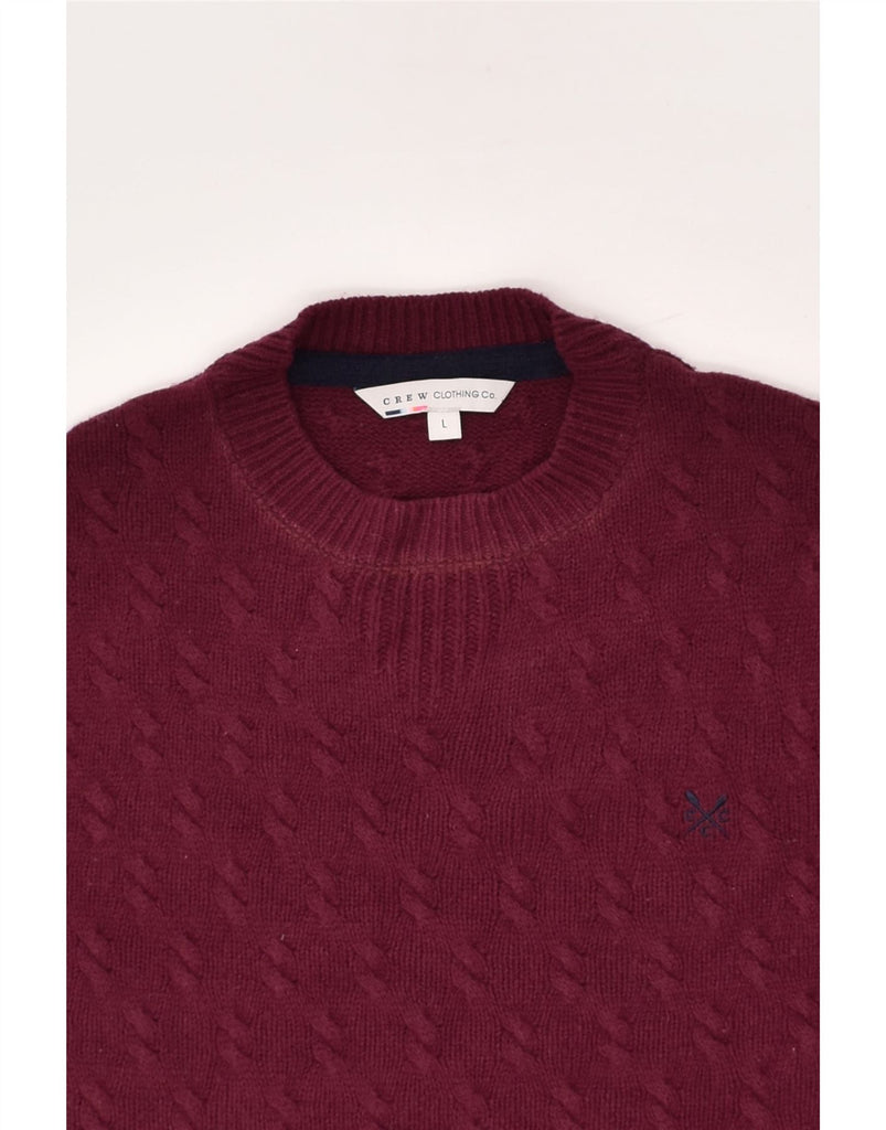 CREW CLOTHING Mens Crew Neck Jumper Sweater Large Burgundy Lambswool | Vintage Crew Clothing | Thrift | Second-Hand Crew Clothing | Used Clothing | Messina Hembry 