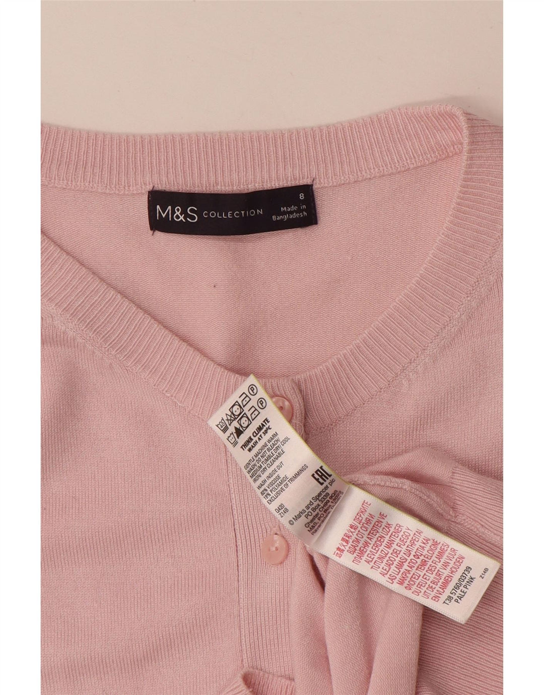 MARKS & SPENCER Womens Cardigan Sweater UK 8 Small  Pink Viscose