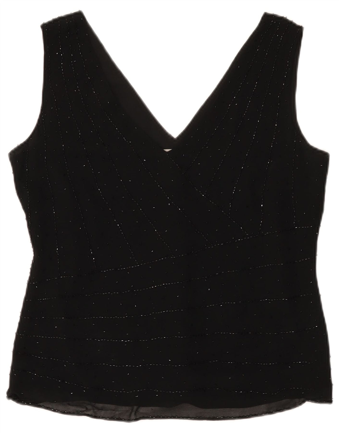 Marks & Spencer Womens Sleeveless Blouse Top UK 14 Medium Black Silk