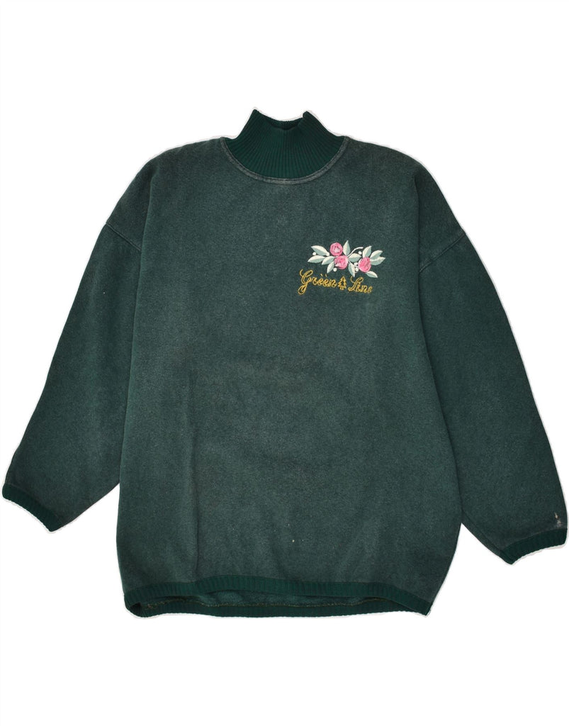 VINTAGE Womens Turtle Neck Jumper Sweater UK 14 Medium Green Cotton | Vintage Vintage | Thrift | Second-Hand Vintage | Used Clothing | Messina Hembry 