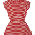 TOMMY HILFIGER Girls Basic Dress 11-12 Years Red Striped Lyocell Vintage Tommy Hilfiger and Second-Hand Tommy Hilfiger from Messina Hembry 