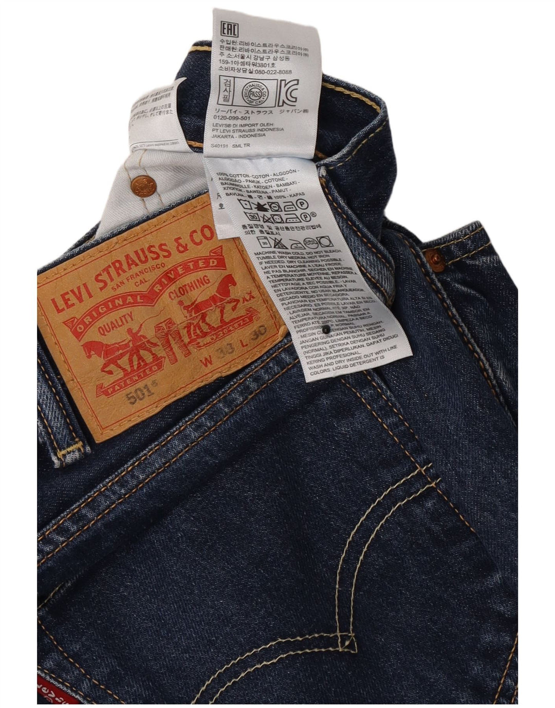 Levi's Mens 501 Regular Fit Straight Jeans W38 L30 Blue Cotton