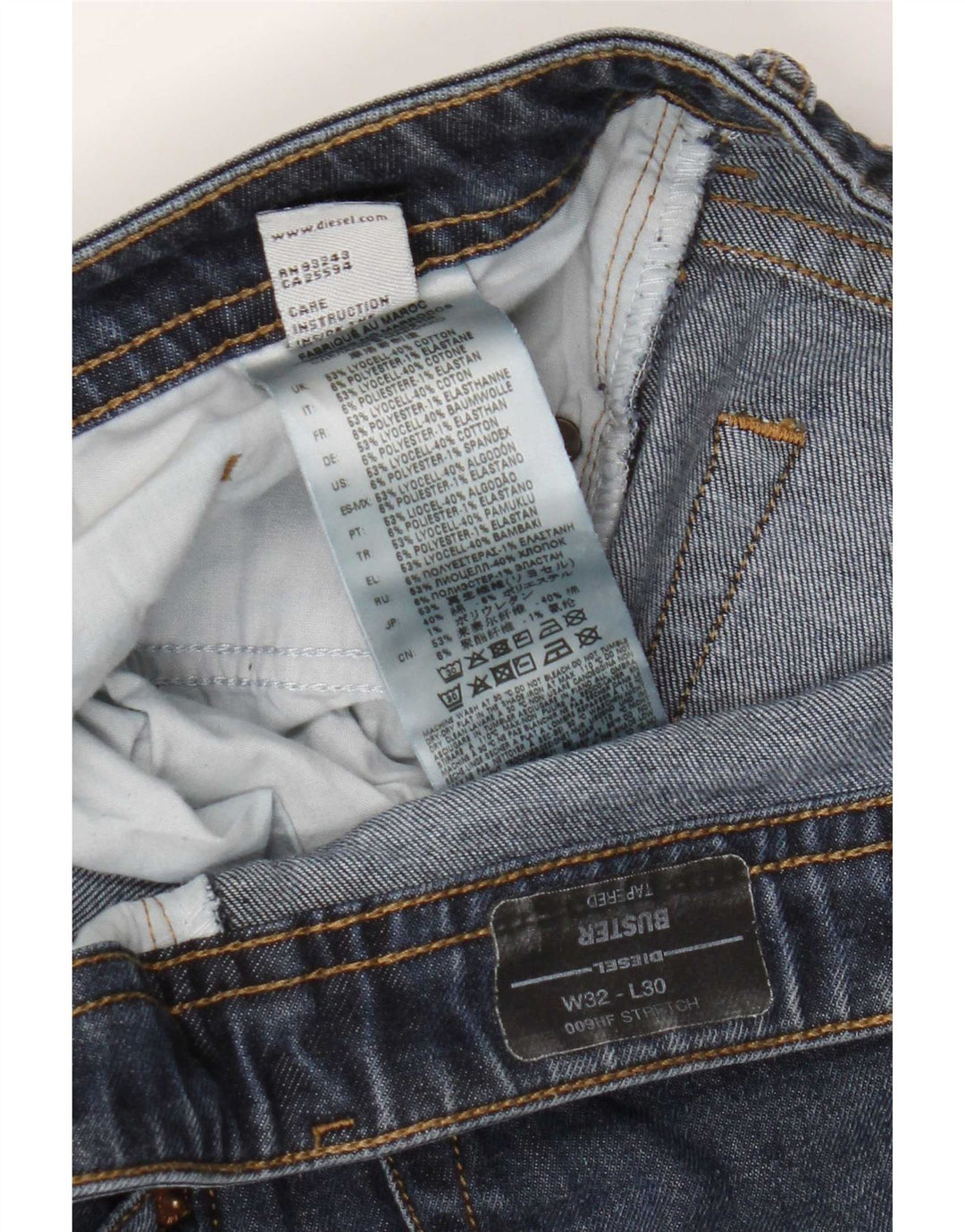 Diesel Mens Buster Tapered Jeans W32 L30 Blue Lyocell