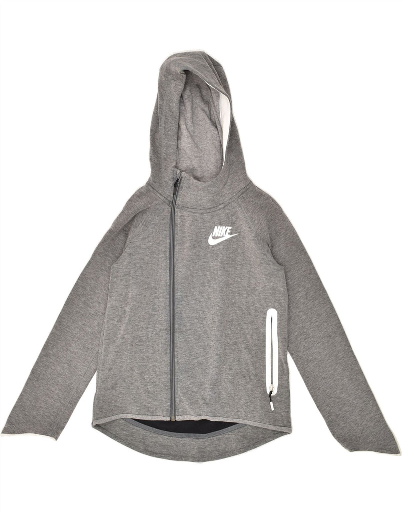 NIKE Girls Graphic Zip Hoodie Sweater 10-11 Years Medium  Grey | Vintage Nike | Thrift | Second-Hand Nike | Used Clothing | Messina Hembry 