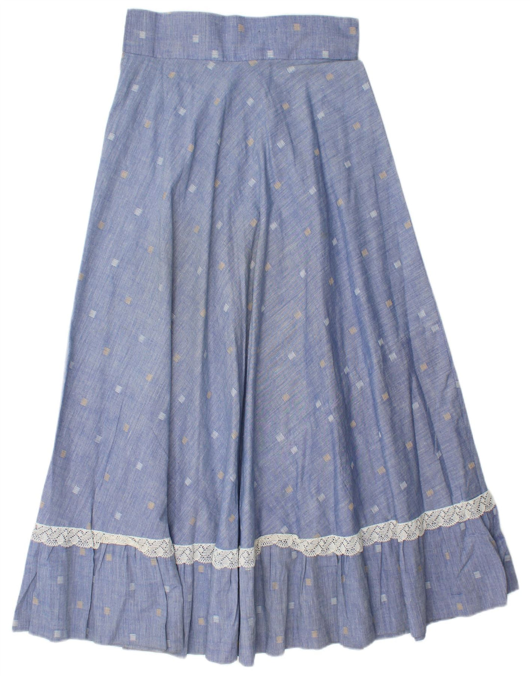 Vintage Womens Maxi Skirt  W28 Medium Blue Spotted