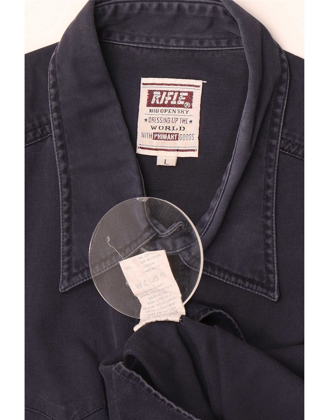 Rifle Mens Shirt Large Navy Blue Cotton