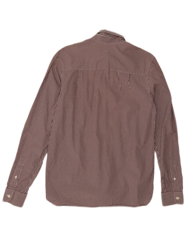 Fred Perry Mens Shirt Small Burgundy Gingham Cotton